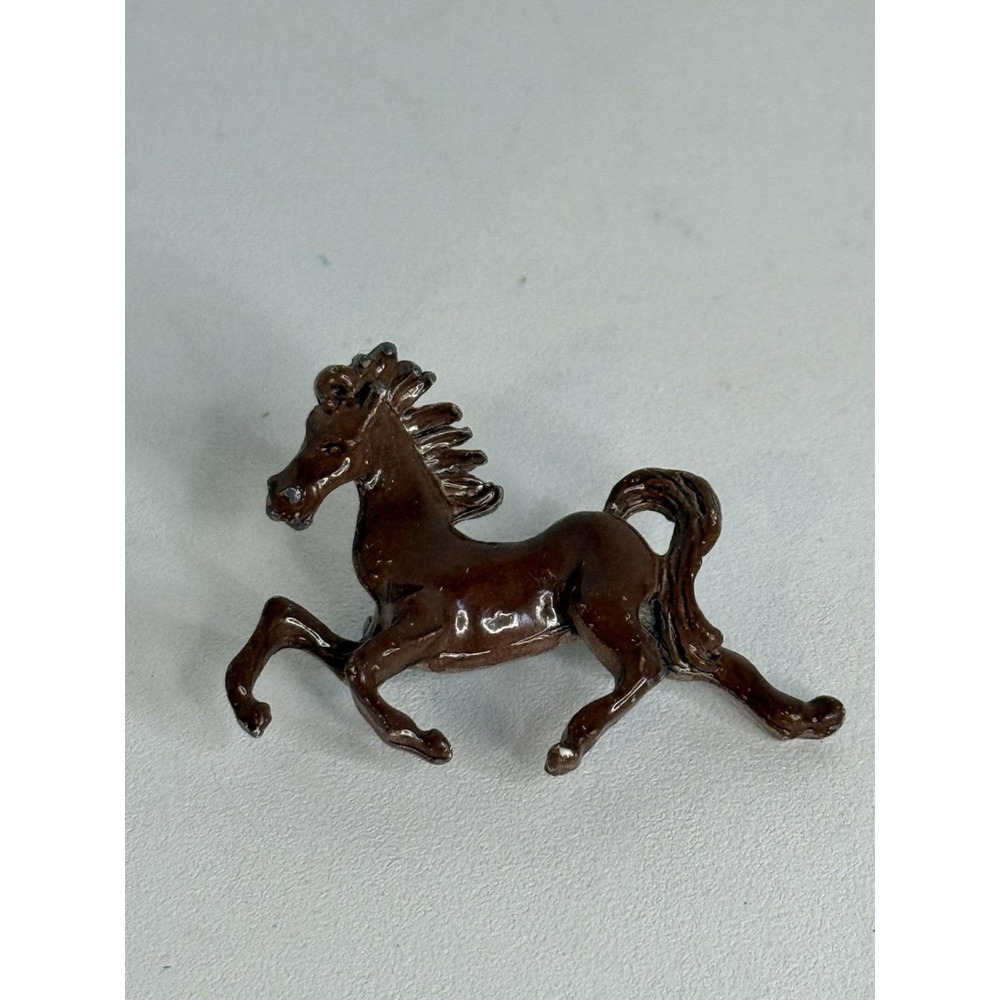 Enamel Horse Pin Brooch Brown Running Horse Taiwan Vintage